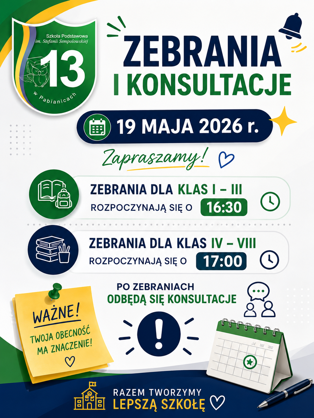 Infromacja o terminie zebrania dla rodziców/prawnych opiekunów